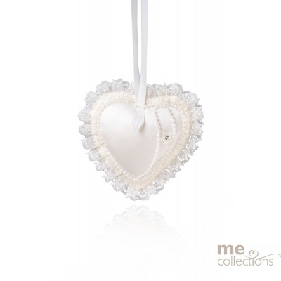 AUSTRALIAN MADE Deluxe Padded Heart with Lace Border Ivory