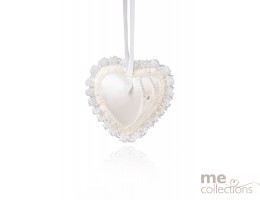 AUSTRALIAN MADE Deluxe Padded Heart with Lace Border Ivory